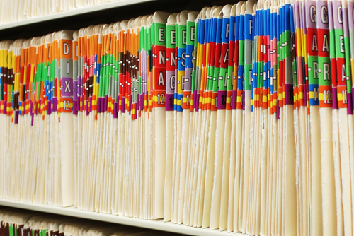 A stack of medical records 